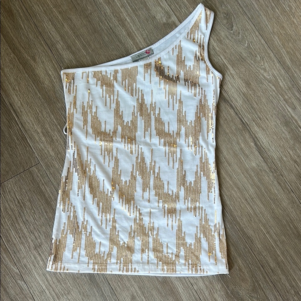 NWT Sequin One-Shoulder Party Top Y2K